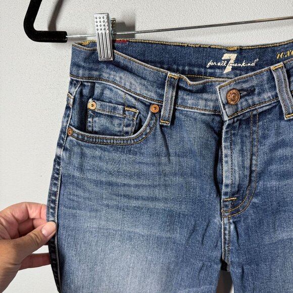 7 For All Mankind Roxanne Ankle Jeans Womens 27 Frayed Hem Cropped Medium Wash - Picture 4 of 11